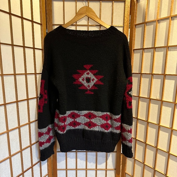 Hand Knit Navajo Print Cozy Sweater - Picture 1 of 9